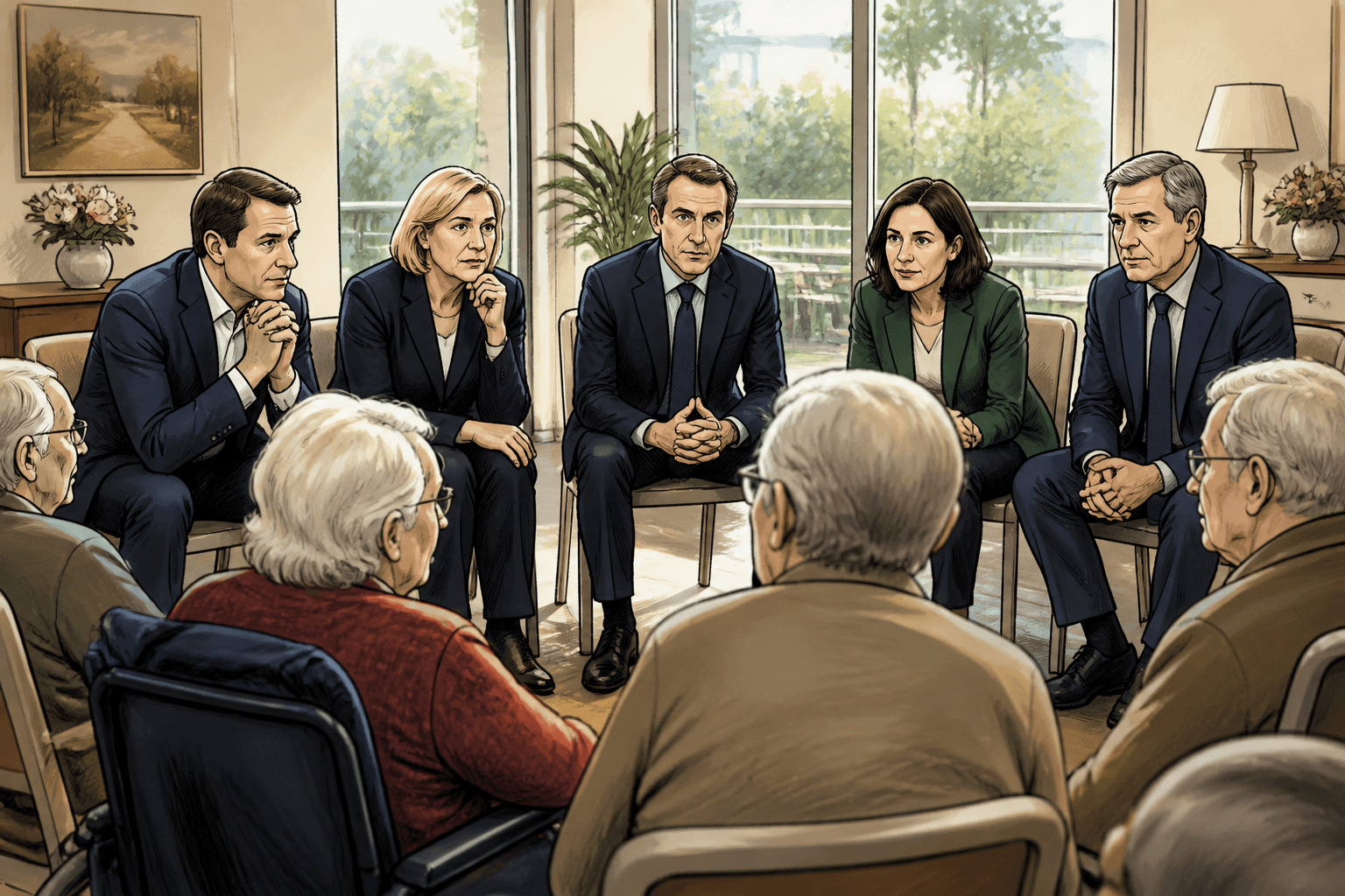 Des candidats à l'Élysée face aux résidents d'Ehpad