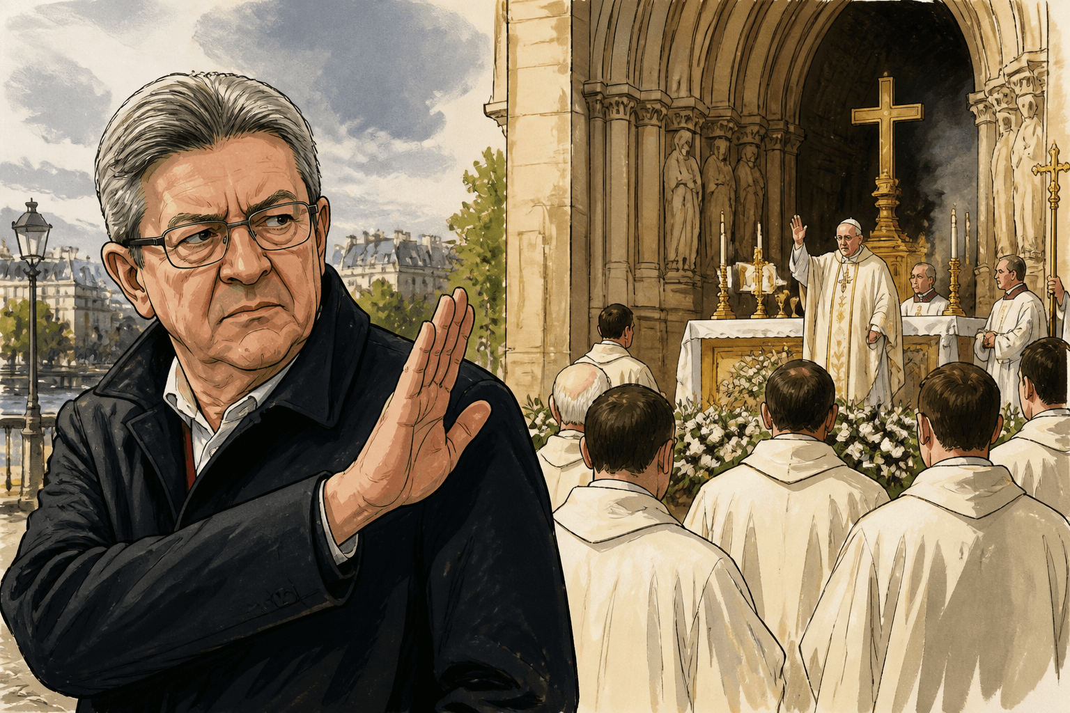 Jean-Luc Mélenchon refuse d'assister à la messe papale à Paris