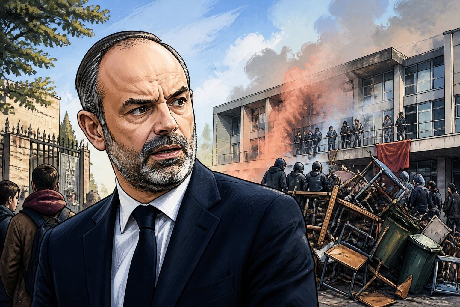 Édouard Philippe s'alarme du blocage des lycées et universités