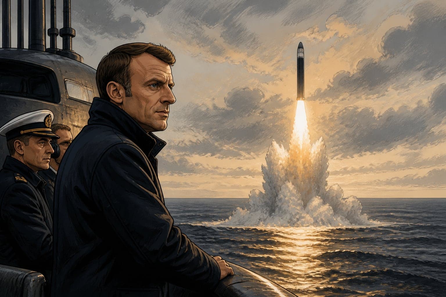 Emmanuel Macron supervise l'essai d'un missile nucléaire M51