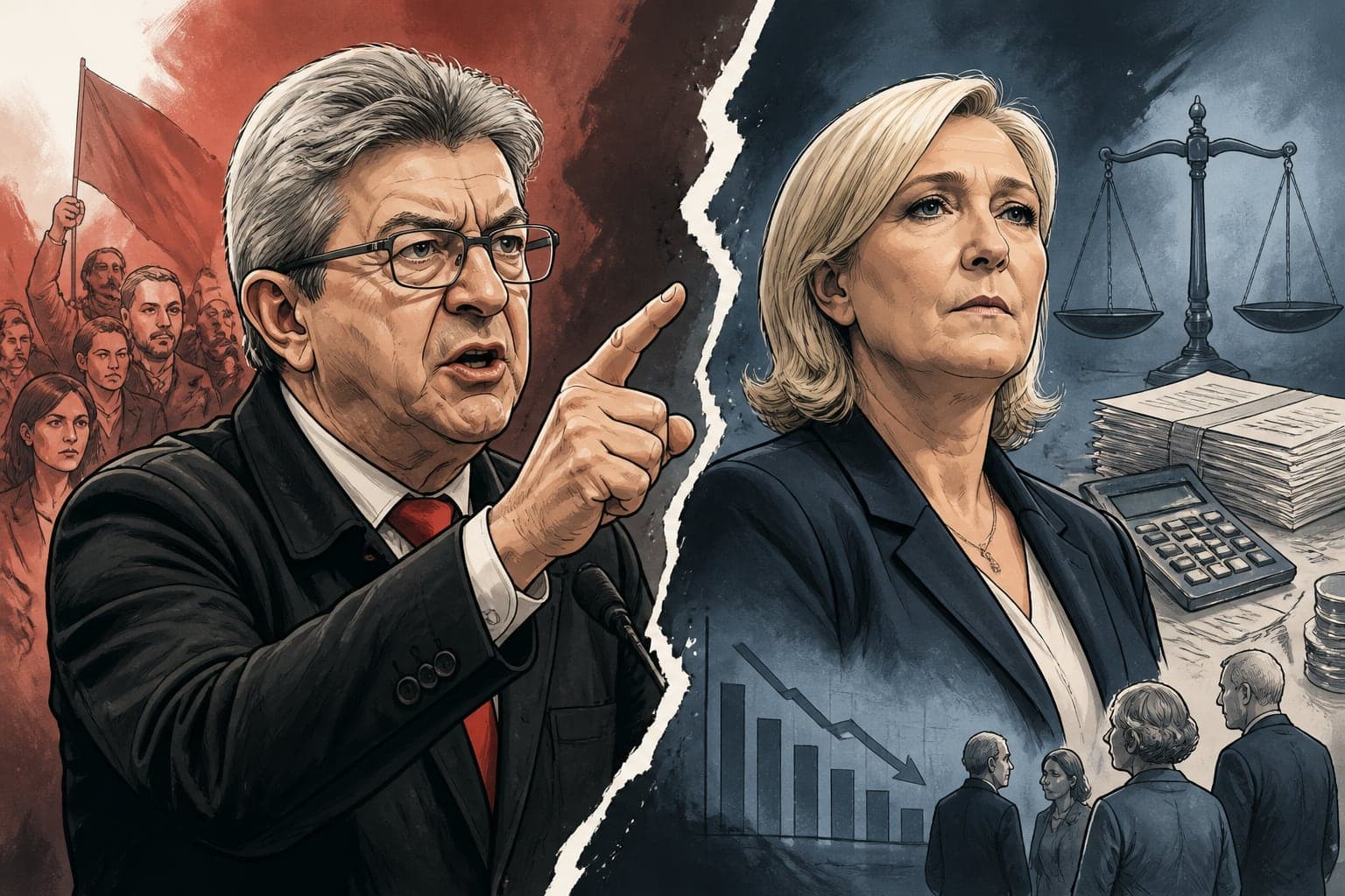 Jean-Luc Mélenchon fustige le plan budgétaire de Marine Le Pen