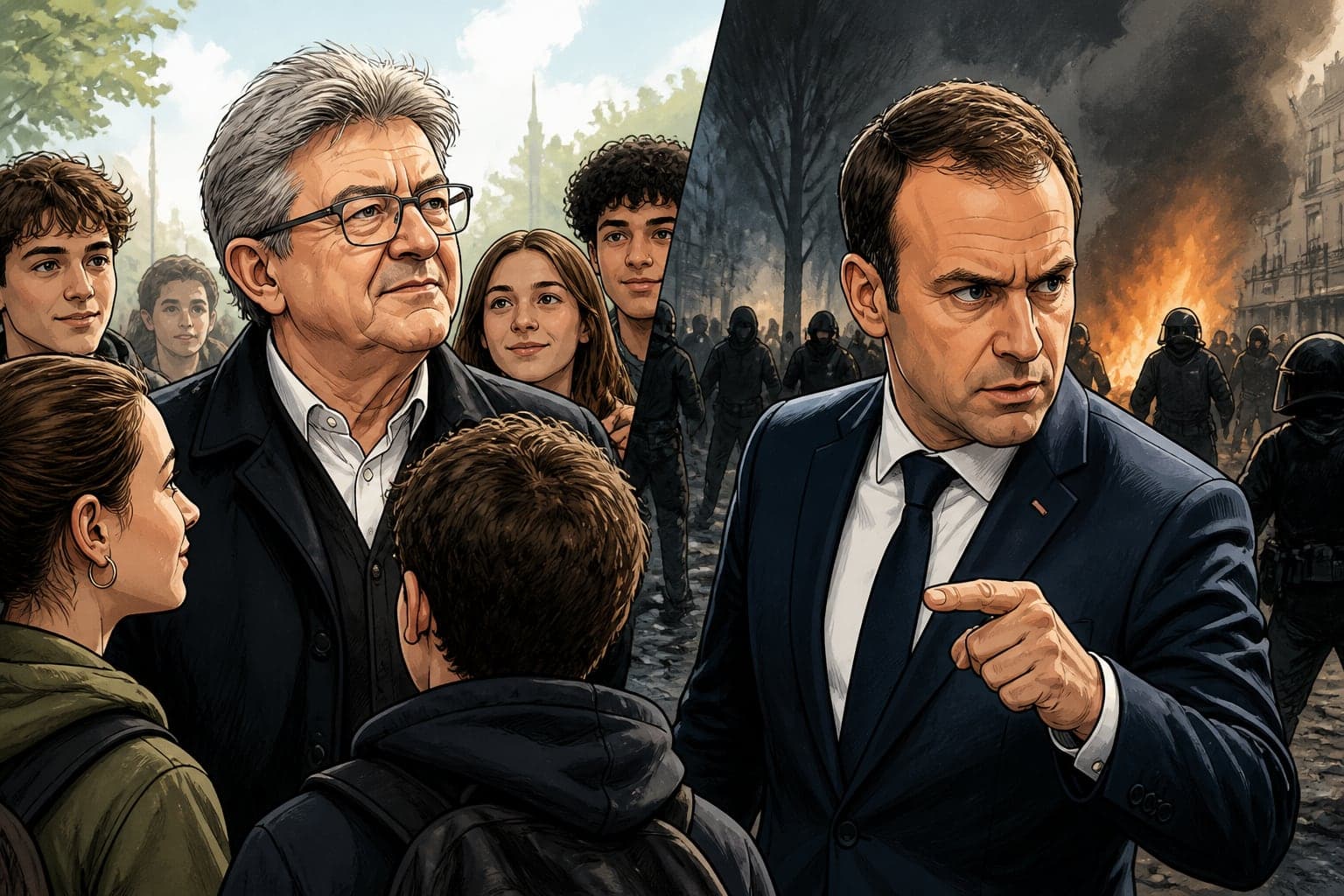 Mélenchon soutient les lycéens, Lecornu fustige les violences