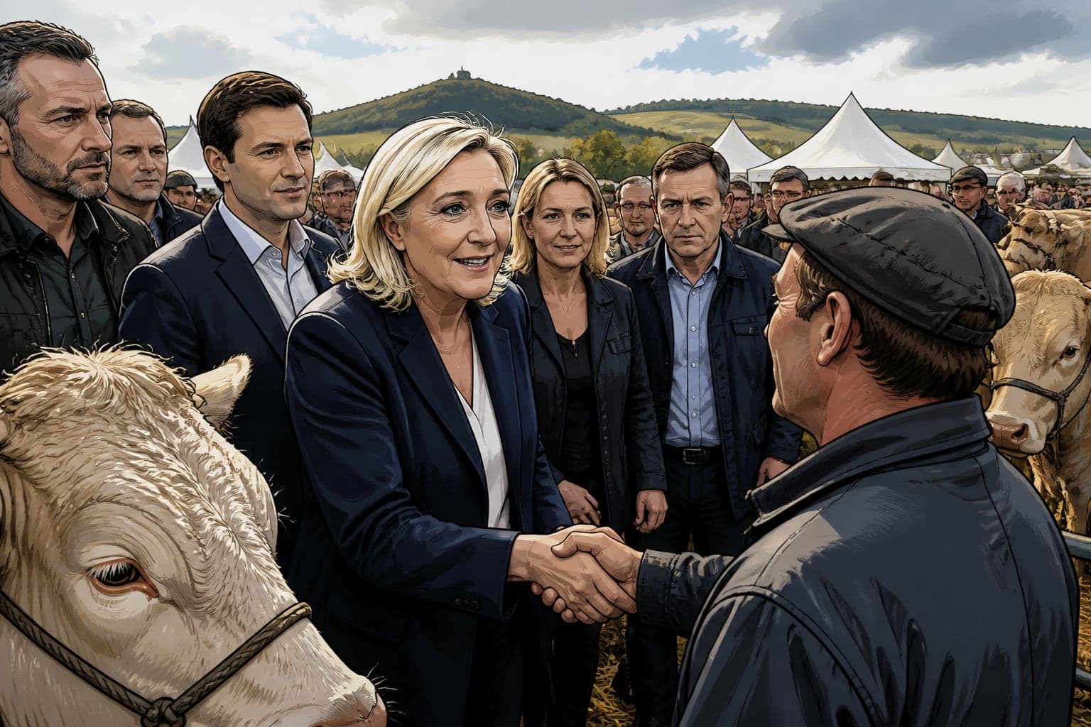 Au Sommet de l'élevage, Marine Le Pen cherche l'apaisement en terrain conquis