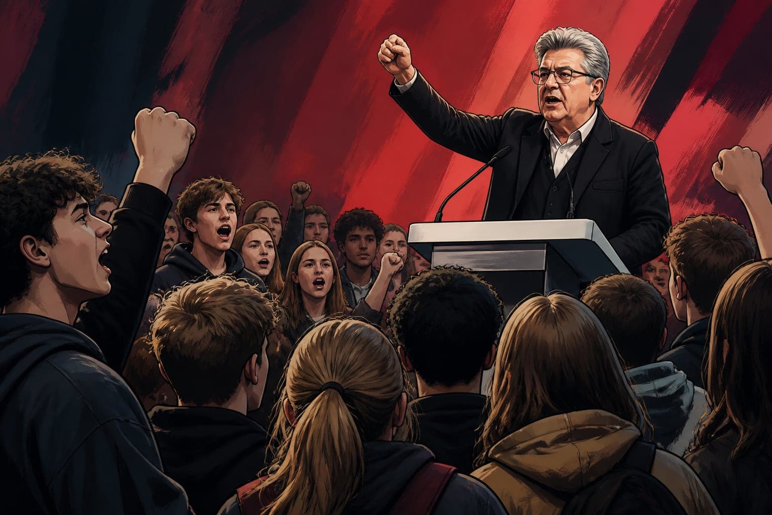Jean-Luc Mélenchon mise sur la colère lycéenne en meeting