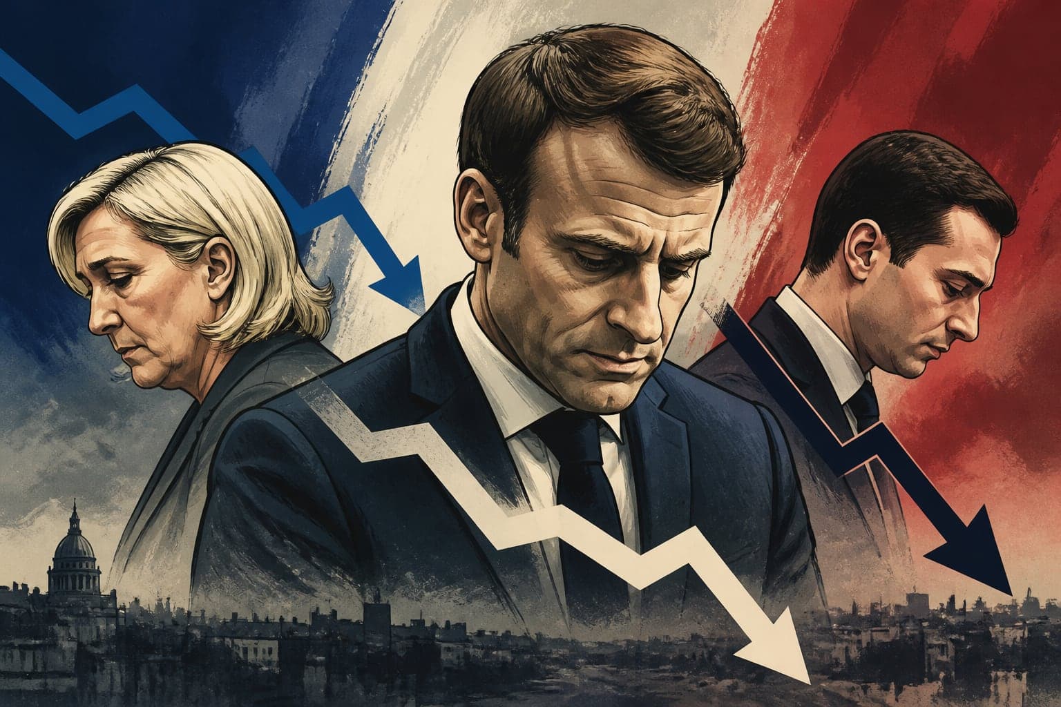 Macron au plus bas historique, le RN pénalisé par des révélations dans les sondages