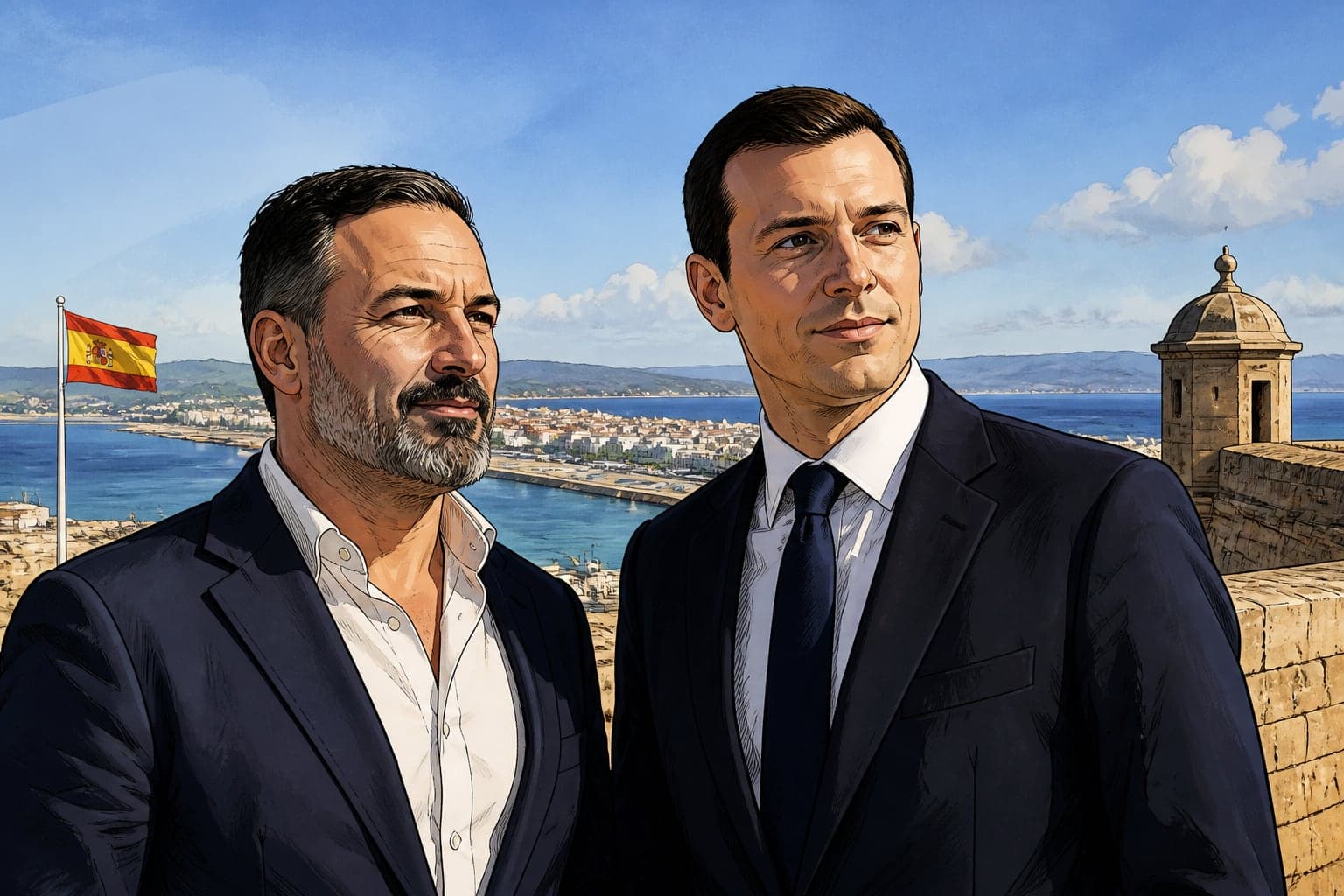 Jordan Bardella s'affiche à Ceuta avec le leader de Vox