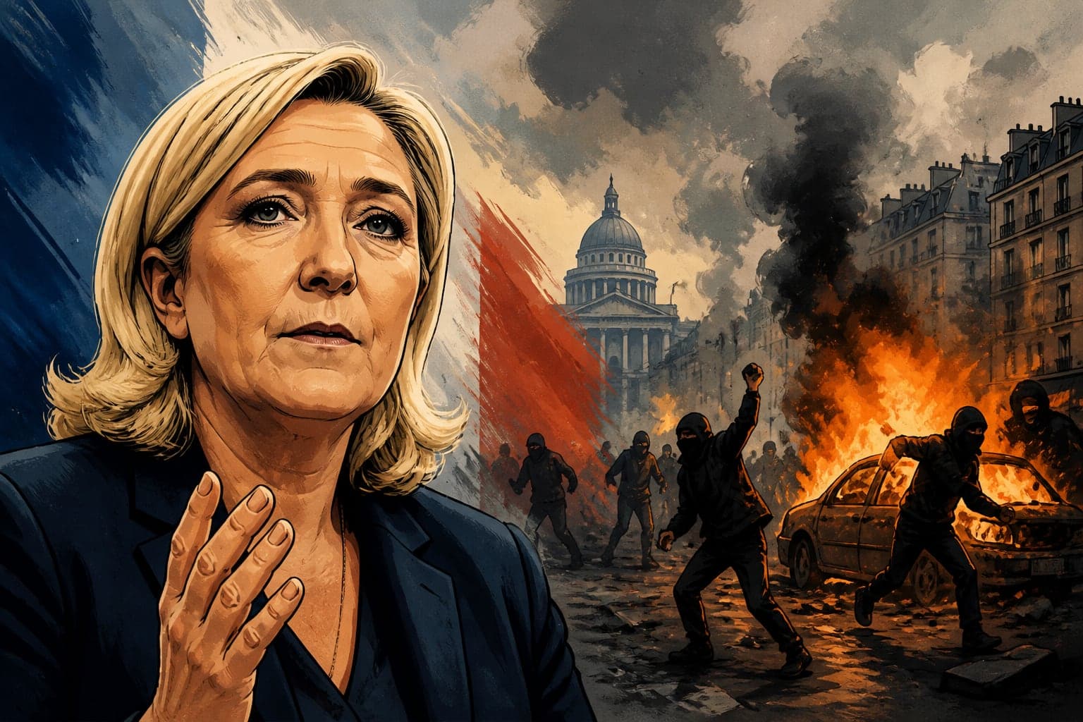 Marine Le Pen dénonce un pays « pris en otage » par la violence