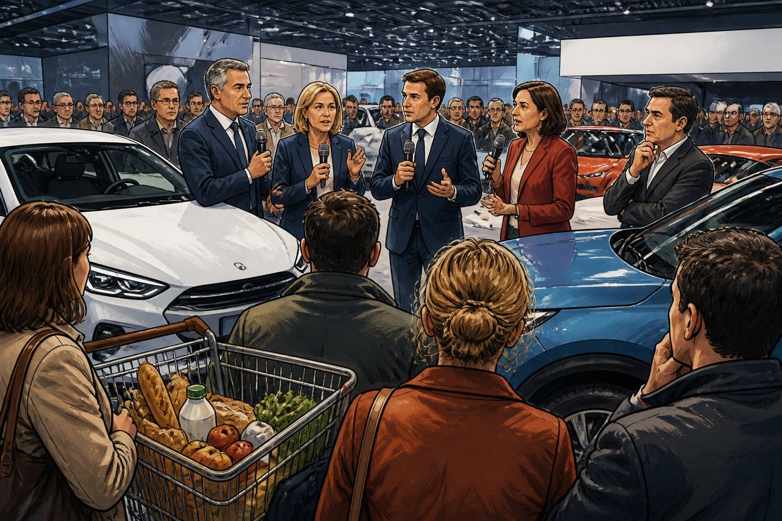 Au Mondial de l’auto, les candidats ciblent le pouvoir d’achat
