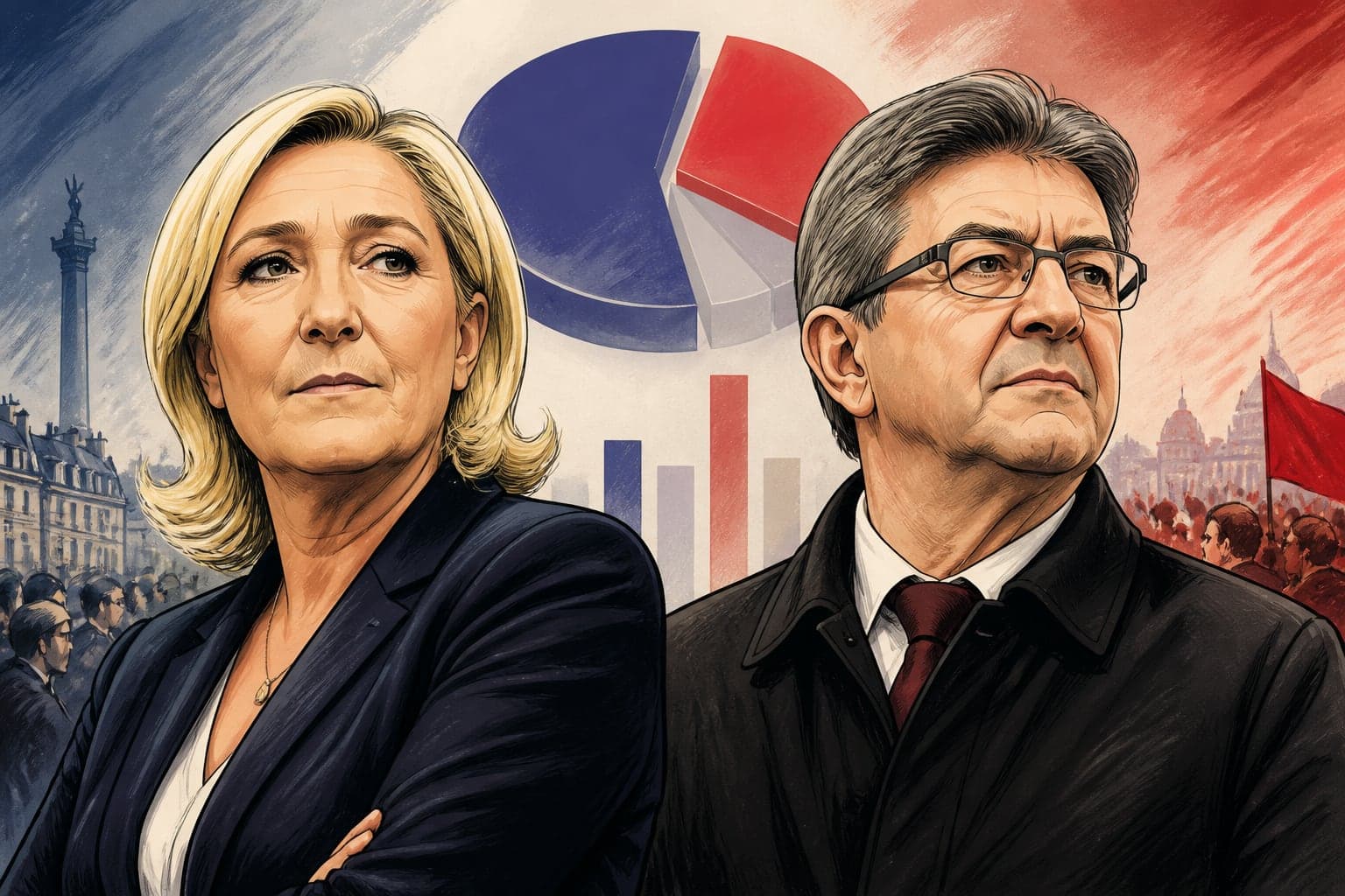 Sondage 2027 : Le Pen et Mélenchon en tête sur fond de tensions militantes