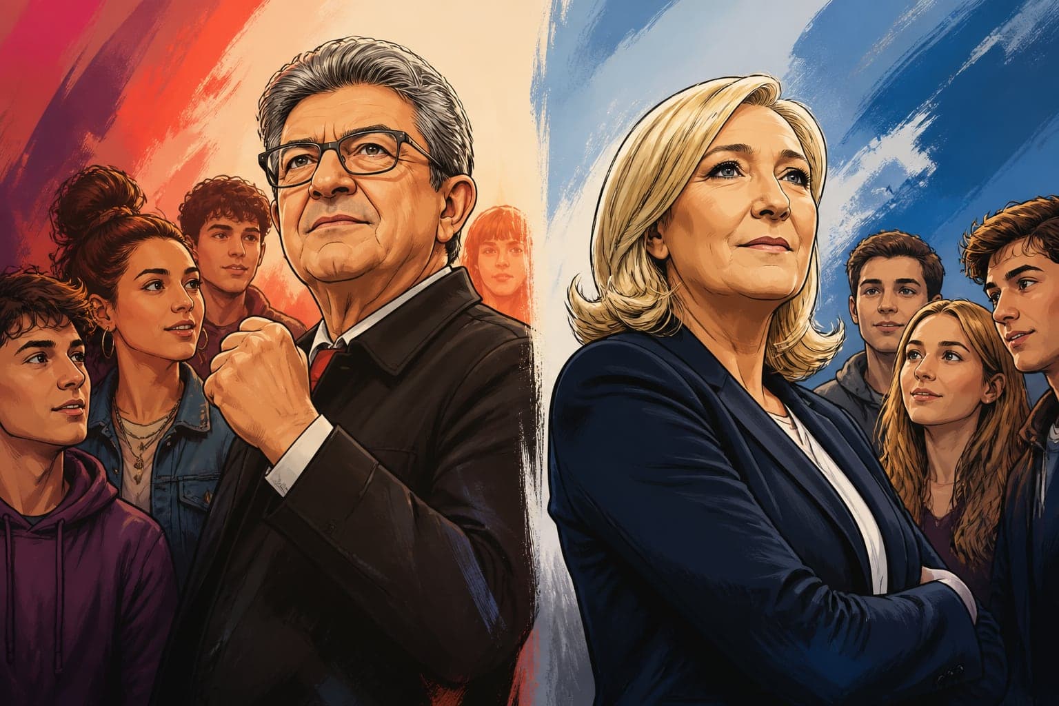 Mélenchon et Le Pen séduisent les jeunes selon deux enquêtes Ifop
