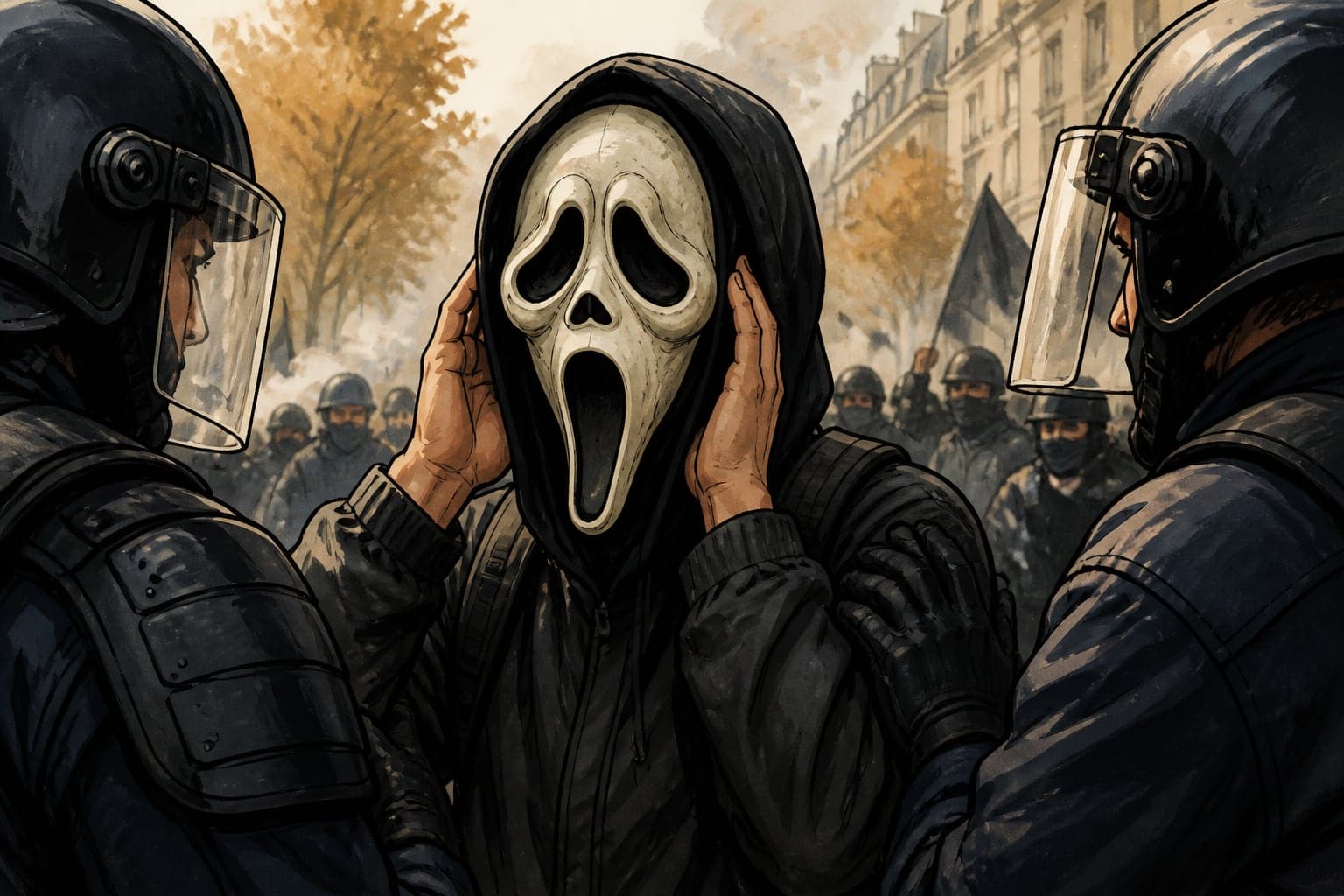 Manifestations du 31 octobre : le masque d'Halloween encadré