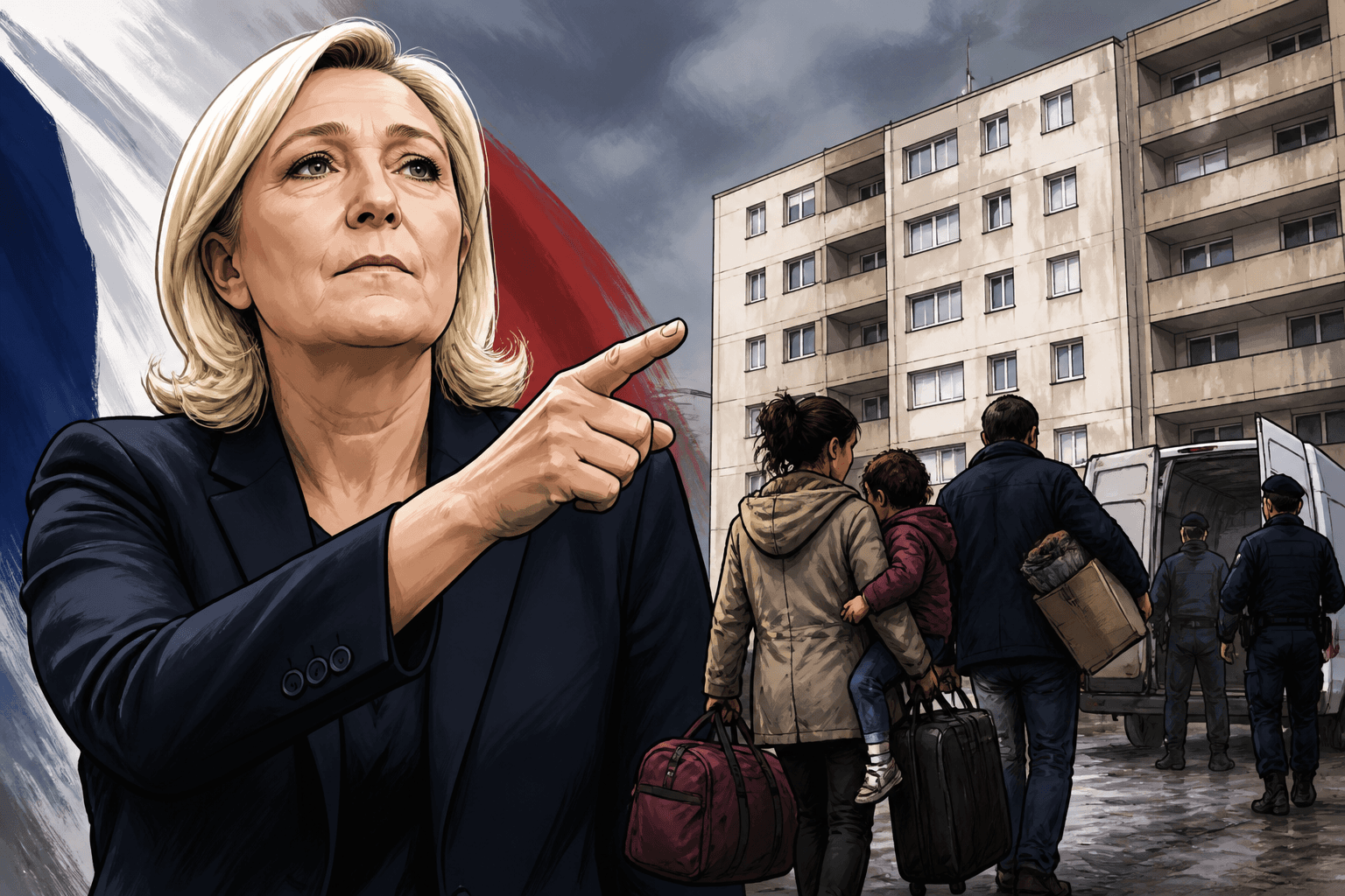 Marine Le Pen veut expulser les familles de délinquants des HLM