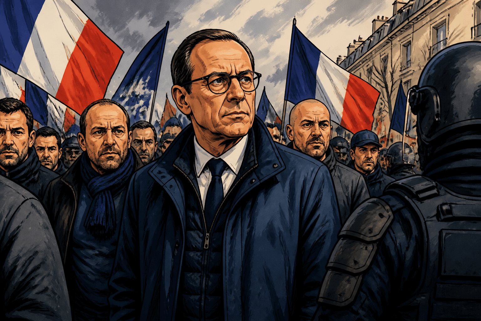 Bruno Retailleau manifeste avec Alliance pour durcir sa ligne sécuritaire