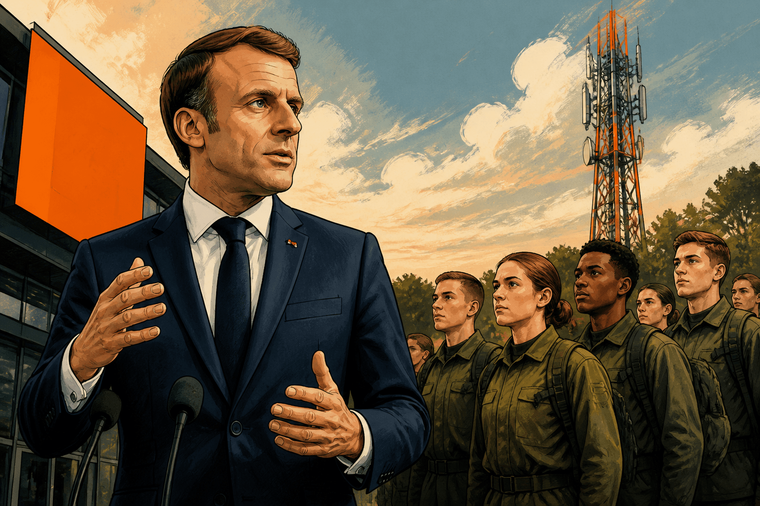 Emmanuel Macron lance à Orange le nouveau service militaire