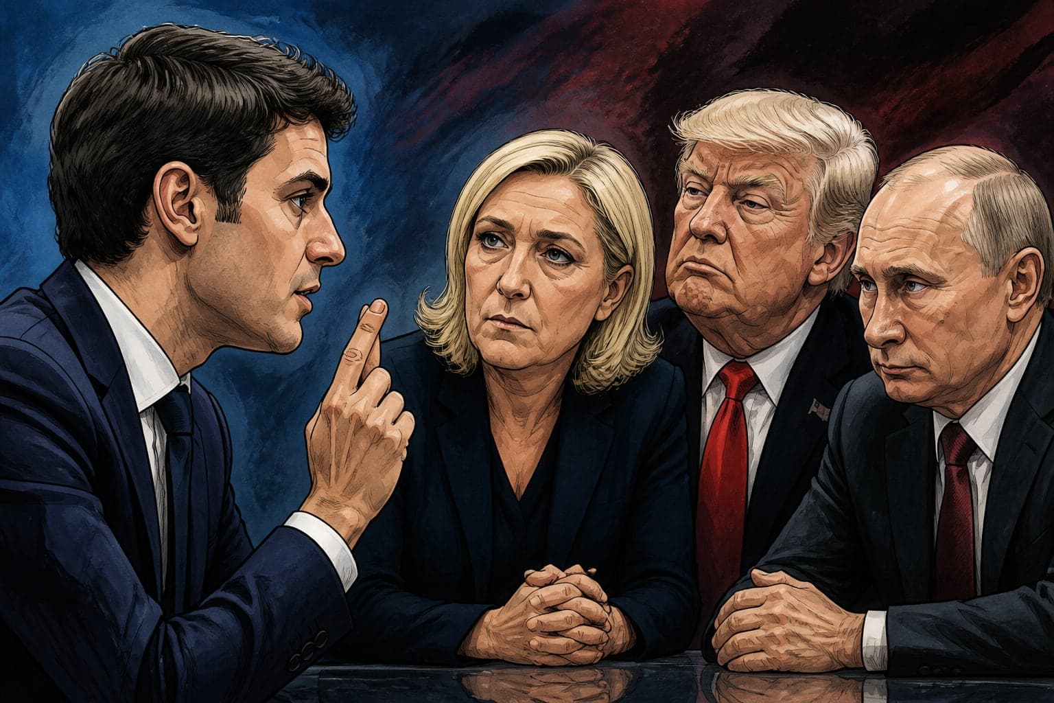 Gabriel Attal lie Marine Le Pen à Donald Trump et Vladimir Poutine