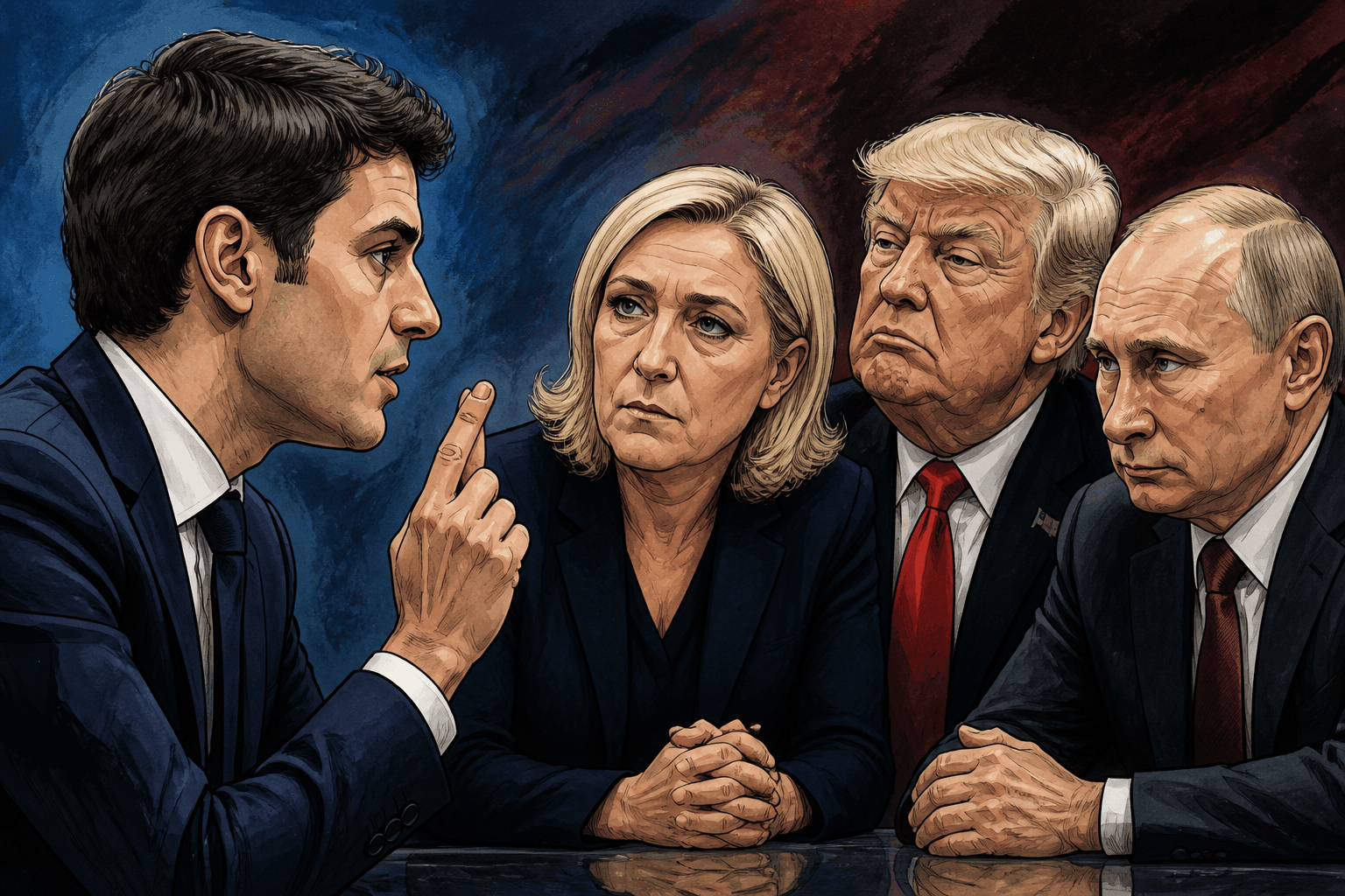 Gabriel Attal lie Marine Le Pen à Donald Trump et Vladimir Poutine