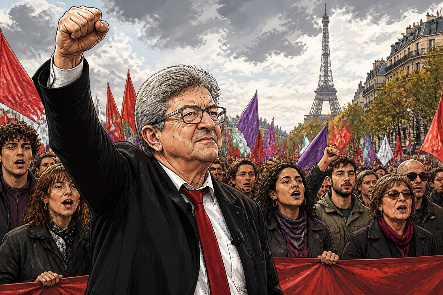 Loi RIPOST : Jean-Luc Mélenchon et la gauche manifestent à Paris