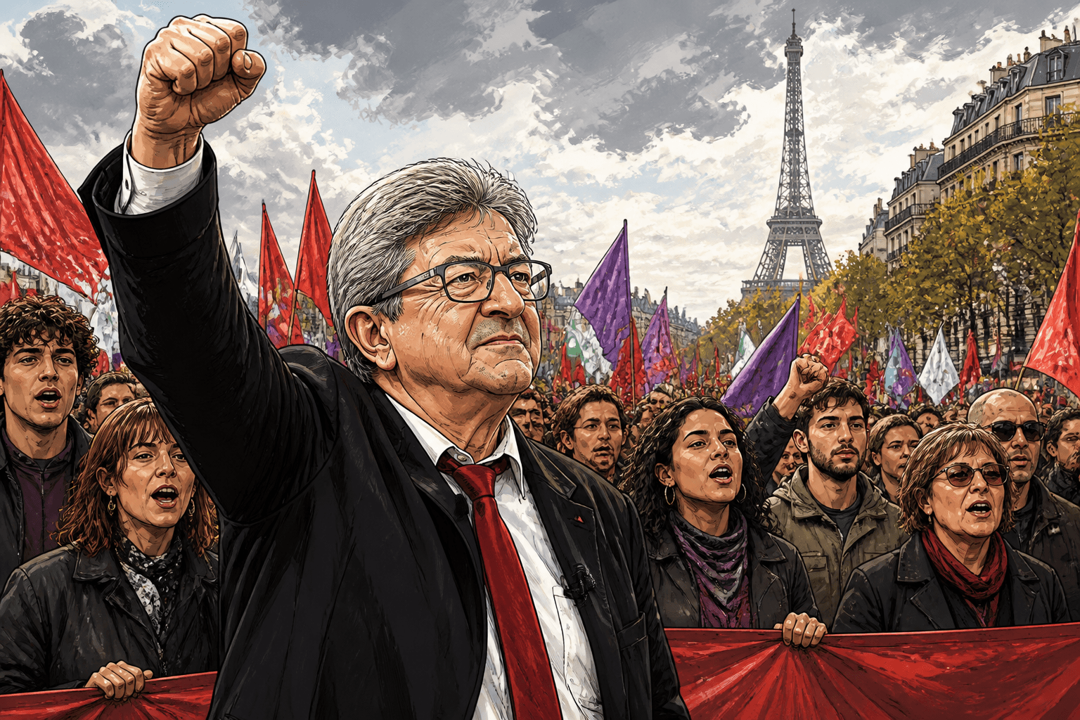 Loi RIPOST : Jean-Luc Mélenchon et la gauche manifestent à Paris