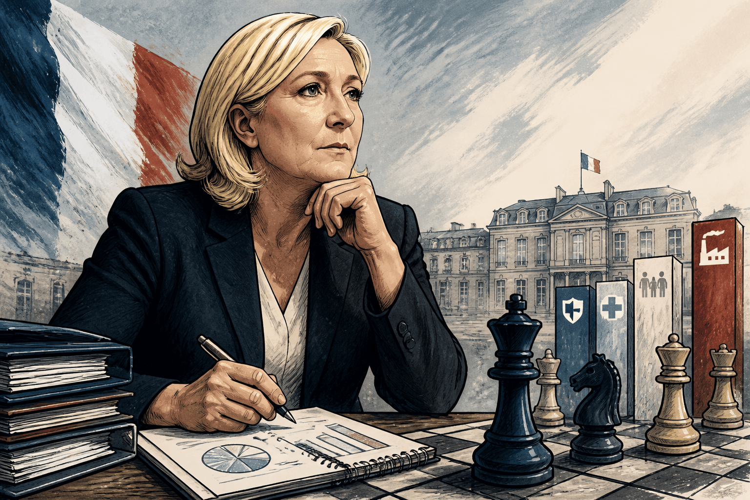 Marine Le Pen esquisse sa stratégie budgétaire avant 2027