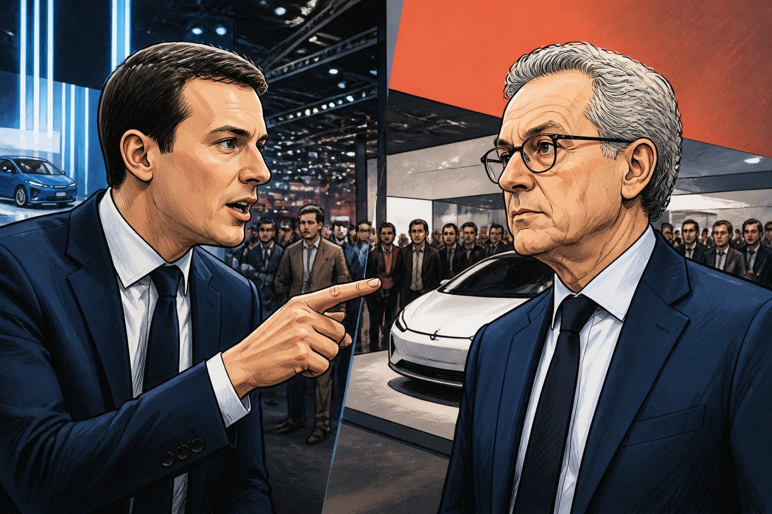 Au Mondial de l'Auto, Jordan Bardella attaque Richard Ferrand