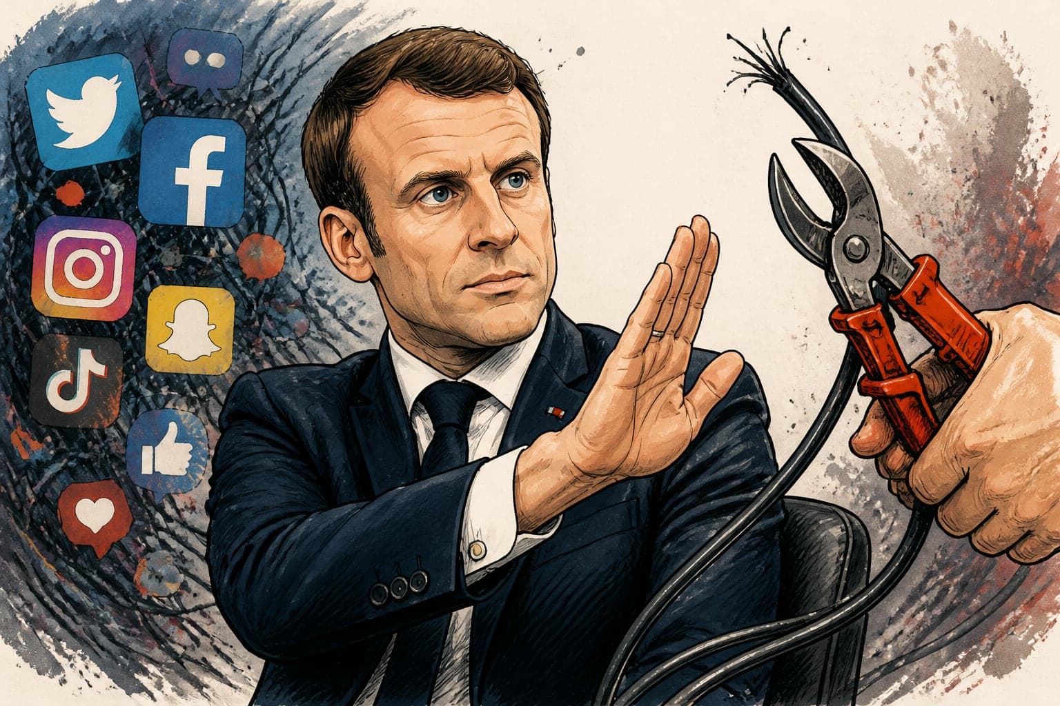 Macron assure ne pas avoir envisagé de couper les réseaux sociaux