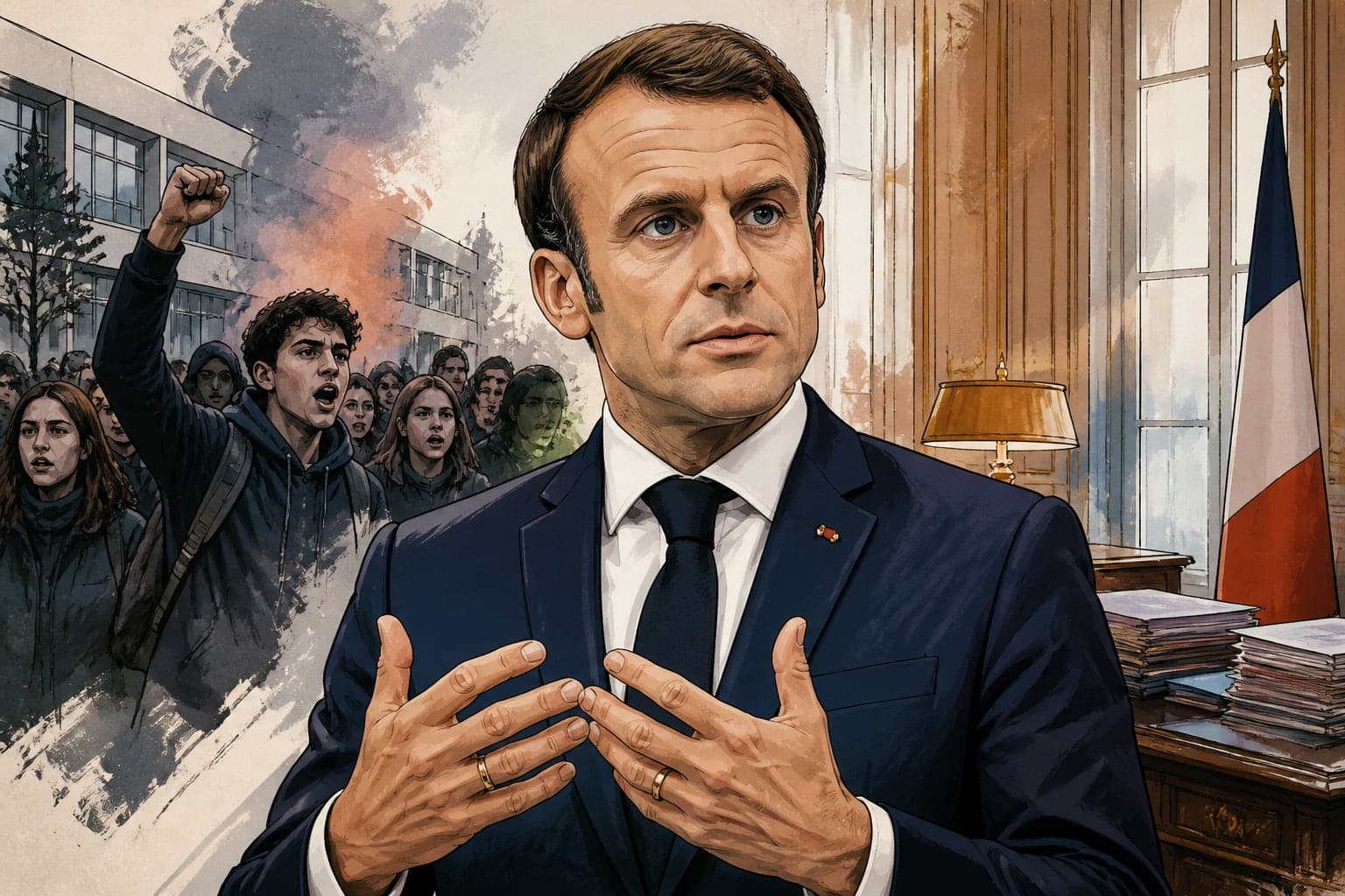 Macron reconnaît la gravité de la crise lycéenne, sans renier sa gestion