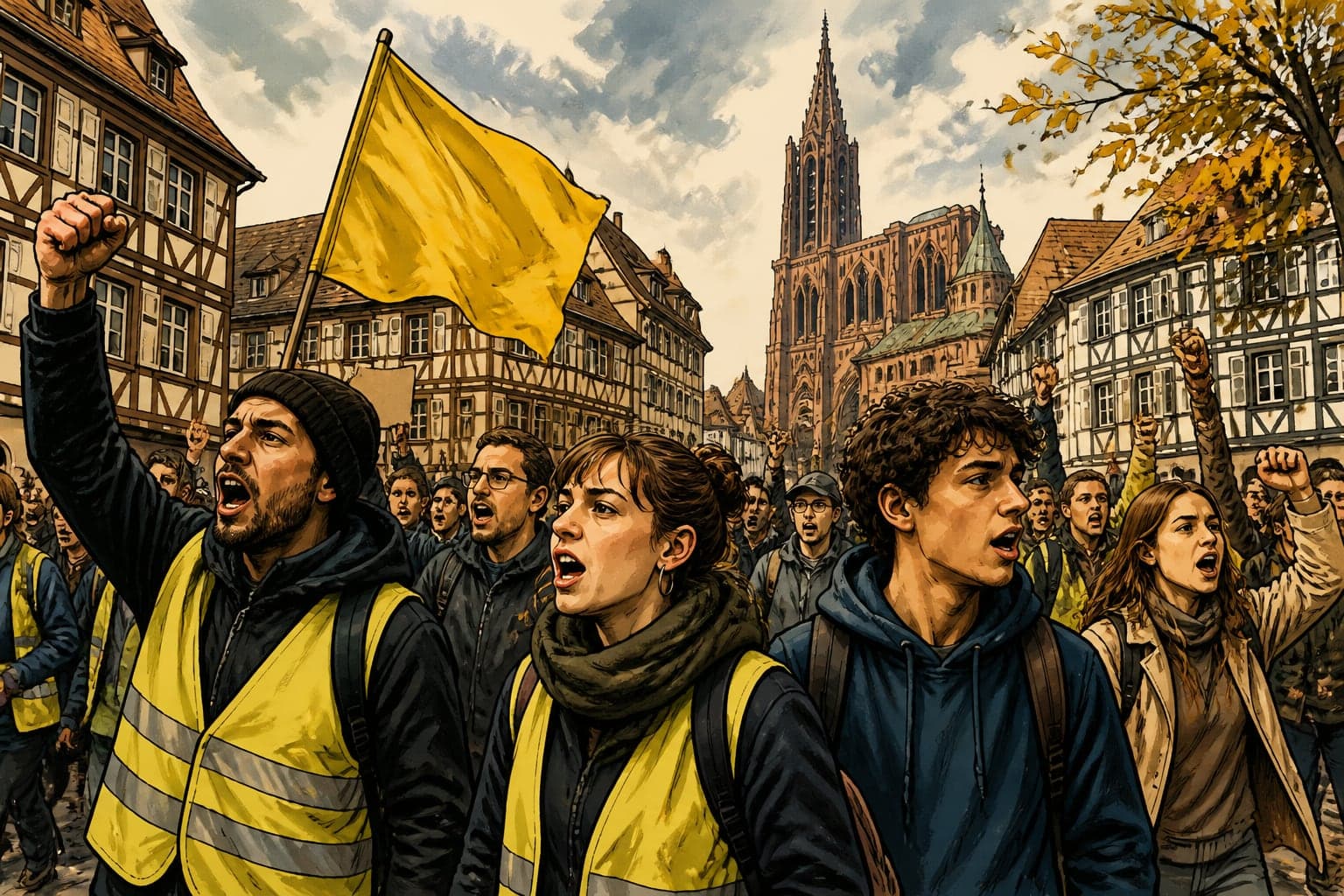 Vie chère : gilets jaunes et étudiants mobilisés en Alsace le 31 octobre